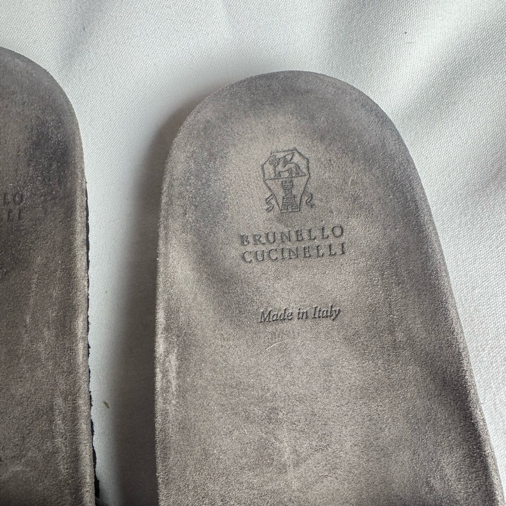 Brunello Cucinelli Charcoal Slide Sandals - Picture 6 of 6